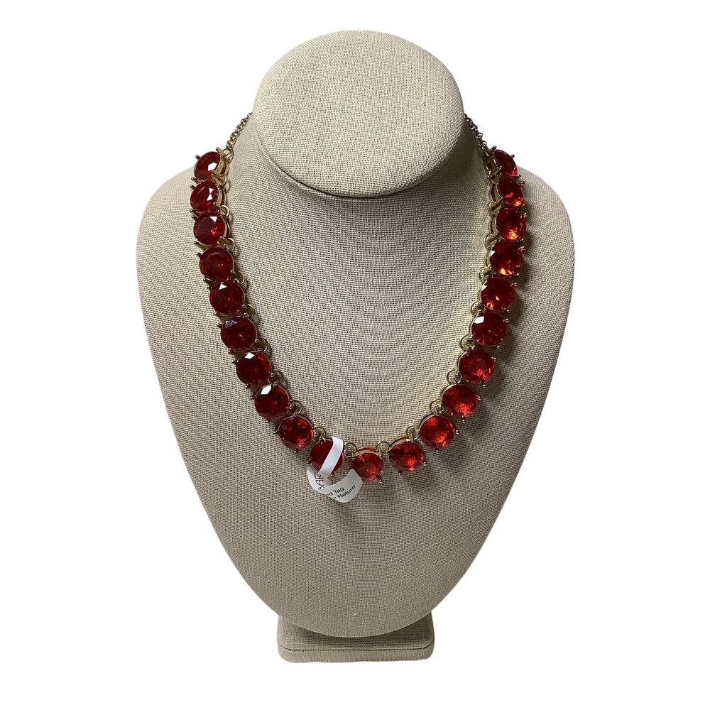 BaubleBar Gold Red Crystal Collet Riviere Anna Wintour Choker Necklace F18-38
